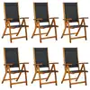 Image de vidaXL Chaises de jardin pliantes lot de 6 acacia massif et textilène