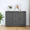Image de vidaXL Buffet Gris 100x35x74 cm Bois massif de pin
