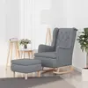 Image de vidaXL Fauteuil avec pieds à bascule et tabouret Gris clair Tissu