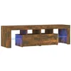 Image de vidaXL Meuble TV avec lumières LED Chêne fumé 140x36,5x40 cm