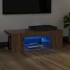 Image de vidaXL Meuble TV avec lumières LED Chêne marron 90x39x30 cm