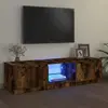 Image de vidaXL Meuble TV avec lumières LED Chêne fumé 140x40x36 cm