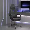 Image de vidaXL Chaise de jeu pivotante avec repose-pied Noir Similicuir