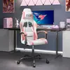 Image de vidaXL Chaise de jeu pivotante Blanc et rose Similicuir