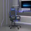 Image de vidaXL Chaise de jeu pivotante Noir et bleu Similicuir