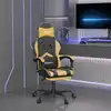 Image de vidaXL Chaise de jeu pivotante et repose-pied Noir et doré Similicuir