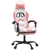 Image de vidaXL Chaise de jeu pivotante et repose-pied Blanc et rose Similicuir