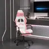 Image de vidaXL Chaise de jeu pivotante et repose-pied Blanc et rose Similicuir