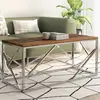 Image de vidaXL Table basse argenté inox et bois de mélèze massif