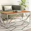 Image de vidaXL Table basse argenté acier inoxydable et bois massif d'acacia