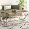 Image de vidaXL Table basse argenté inox et bois de récupération massif