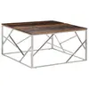 Image de vidaXL Table basse argenté acier inoxydable et bois de mélèze massif