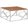 Image de vidaXL Table basse argenté acier inoxydable et bois massif d'acacia