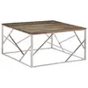 Image de vidaXL Table basse argenté acier inoxydable/bois massif récupération