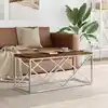 Image de vidaXL Table basse acier inoxydable et bois massif de récupération