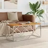 Image de vidaXL Table basse acier inoxydable et bois massif d'acacia