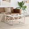 Image de vidaXL Table basse argenté 80x80x40 cm acier inoxydable et verre