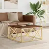 Image de vidaXL Table basse doré acier inoxydable et bois massif récupération