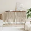 Image de vidaXL Table console acier inoxydable et bois massif de récupération