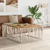 Image de vidaXL Table basse argenté acier inoxydable/bois massif récupération