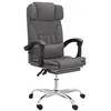 Image de vidaXL Fauteuil de Massage Inclinable de Bureau, Chaise Pivotante avec Dossier et Repose-pied Réglables, Siège Intérieur, Moderne, Gris Similicuir