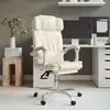 Image de vidaXL Fauteuil de massage inclinable de bureau Crème Similicuir