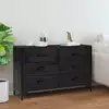 Image de vidaXL Buffet Noir 110x35x70 cm Bois de pin massif