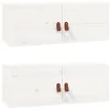 Image de vidaXL 2x Armoires Murales Centres de Divertissement Flottantes Armoires de Rangement Salon Salle de Séjour Blanc 80x30x30 cm Bois de Pin Massif