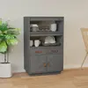Image de vidaXL Buffet haut Gris 67x40x108,5 cm Bois massif de pin