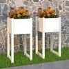 Image de vidaXL Jardinières 2 pcs Blanc 40x40x81 cm Bois massif de pin