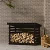 Image de vidaXL Support pour bois de chauffage Noir 108x73x79 cm Bois de pin