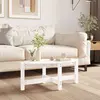 Image de vidaXL Table basse Blanc 87x48x35 cm Bois massif de pin