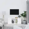 Image de vidaXL Meuble TV Blanc brillant 100x35x40 cm Bois d'ingénierie