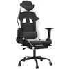 Image de vidaXL Chaise de jeu avec repose-pied Noir et blanc Similicuir