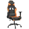 Image de vidaXL Chaise de jeu avec repose-pied Noir et orange Similicuir