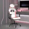 Image de vidaXL Chaise de jeu avec repose-pied Blanc et rose Similicuir