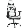 Image de vidaXL Chaise de jeu avec repose-pied Blanc et noir Similicuir