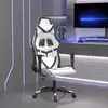 Image de vidaXL Chaise de jeu Blanc et noir Similicuir