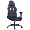 Image de vidaXL Chaise de jeu avec repose-pied Noir et bleu Similicuir