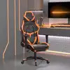 Image de vidaXL Chaise de jeu avec repose-pied Noir et orange Similicuir