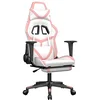 Image de vidaXL Chaise de jeu avec repose-pied Blanc et rose Similicuir