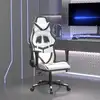 Image de vidaXL Chaise de jeu avec repose-pied Blanc et noir Similicuir