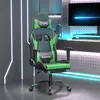 Image de vidaXL Chaise de jeu avec repose-pied Noir et vert Similicuir