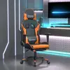 Image de vidaXL Chaise de jeu avec repose-pied Noir et orange Similicuir