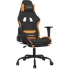 Image de vidaXL Chaise de jeu avec repose-pied Noir et orange Tissu