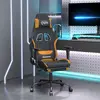 Image de vidaXL Chaise de jeu avec repose-pied Noir et orange Tissu