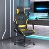 Image de vidaXL Chaise de jeu avec repose-pied Noir et jaune Tissu
