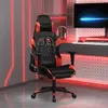 Image de vidaXL Chaise de jeu avec repose-pied Noir et rouge Similicuir