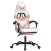 Image de vidaXL Chaise de jeu avec repose-pied Blanc et rose Similicuir