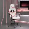 Image de vidaXL Chaise de jeu avec repose-pied Blanc et rose Similicuir